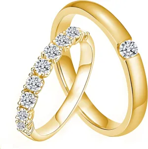 10K 14K 18K Solid Gold Couple Ring Sets, Moissanite Couple Wedding Rings Set for Men and Women, Customized His and Hers Rings Matching Promise Rings Free Engraving for Anniversary Engagement(set 3)