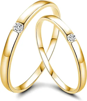 10K 14K 18K Solid Gold Couple Ring Sets, Moissanite Couple Wedding Rings Set for Men and Women, Customized His and Hers Rings Matching Promise Rings Free Engraving for Anniversary Engagement(set 6)