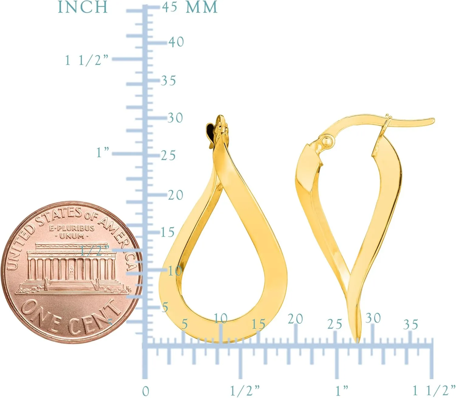 10k Gold Shiny Wavy Hoop Earrings