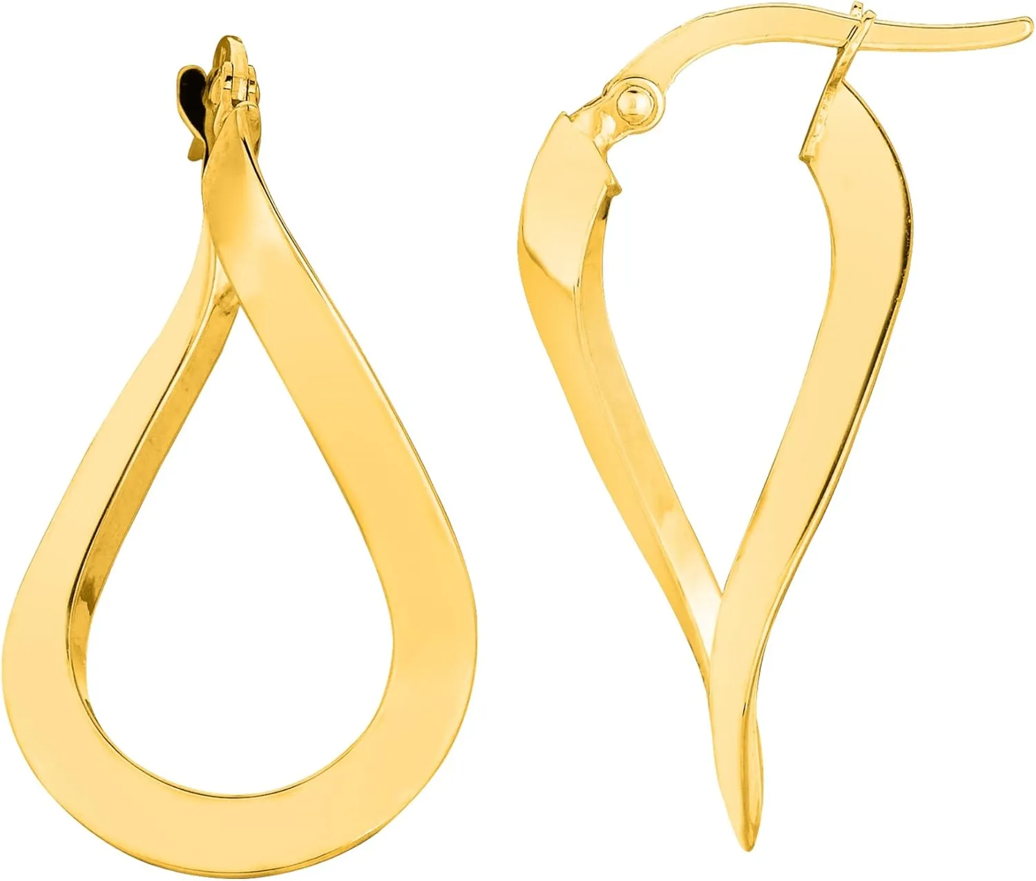 10k Gold Shiny Wavy Hoop Earrings
