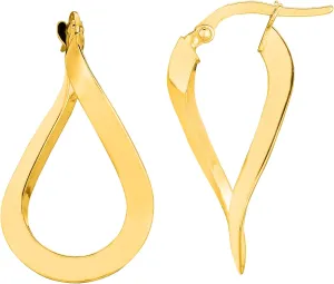 10k Gold Shiny Wavy Hoop Earrings