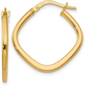 10k Yellow Gold Hinged hoop Polished Square-Hoop Earrings 23.75x9mm Wide 2.25mm Thick-Hoop Earring for Women