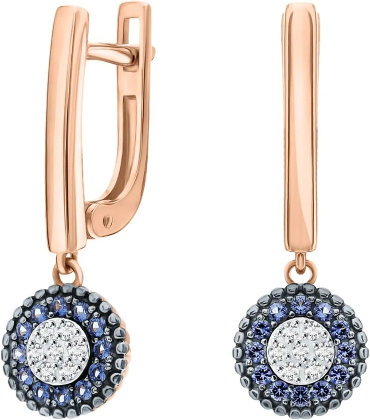 14k Gold Blue Sapphire and Diamond Drop Earrings  Dainty Minimalist Hoop Earrings for Women, Elegant Fine Jewelry Gift for Her.