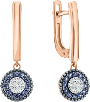 14k Gold Blue Sapphire and Diamond Drop Earrings  Dainty Minimalist Hoop Earrings for Women, Elegant Fine Jewelry Gift for Her.