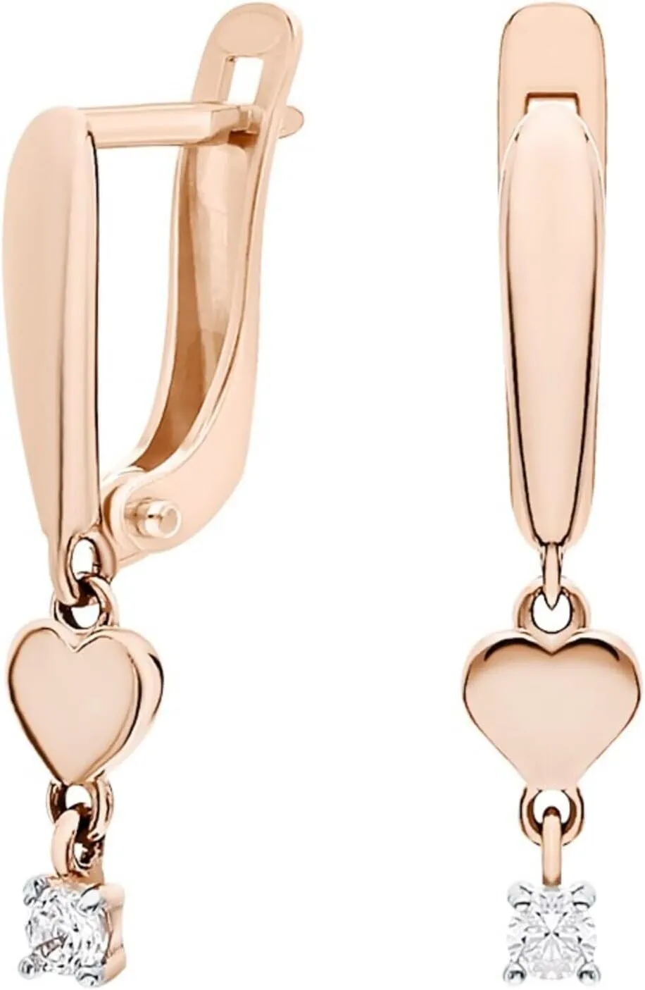 14k Gold Diamond (0.20ct) Heart Hoop Earring, Dainty Heart Drop Hoops, Small Gold Dangle Earrings, Minimalist Diamond Jewelry for Women.