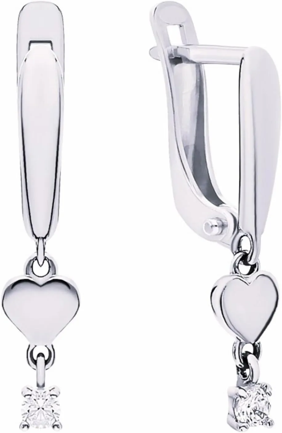 14k Gold Diamond (0.20ct) Heart Hoop Earring, Dainty Heart Drop Hoops, Small Gold Dangle Earrings, Minimalist Diamond Jewelry for Women.