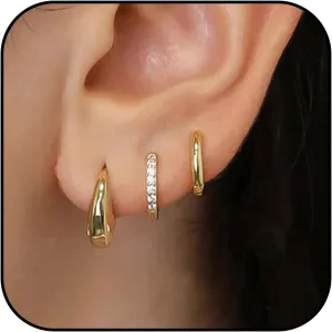 14K Gold Hoop Earrings for Women, Plated Sterling Silver Post Small Chunky Hoops Earrings, Thick Lightweight Huggie Hoop Earrings for Women