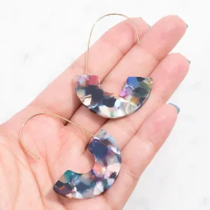 14K Gold Plated Hook Earrings with Half Moon Tortoise - Cute Semi Circle Tortoise Drop Earrings for Women for Her