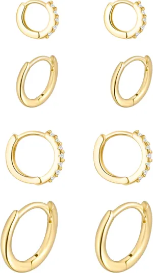 14K Gold Plated Huggie Hoop Earrings Set for Women,Stack Cartilage Earring, Earrings Sets for Men,Hypoallergenic Multiple Piercing Earrings Set for Gifts