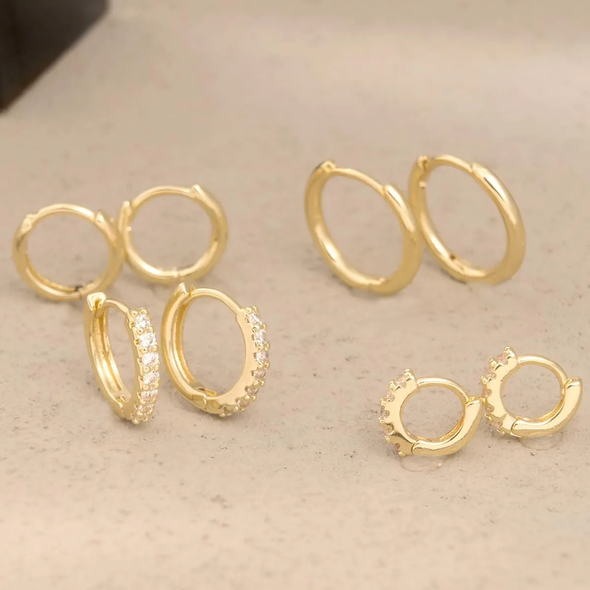 14K Gold Plated Huggie Hoop Earrings Set for Women,Stack Cartilage Earring, Earrings Sets for Men,Hypoallergenic Multiple Piercing Earrings Set for Gifts