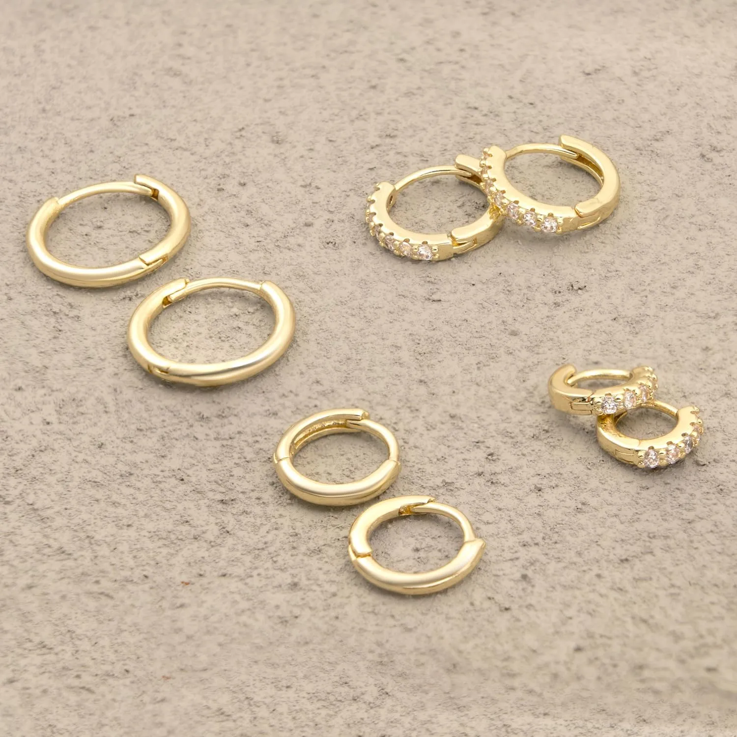 14K Gold Plated Huggie Hoop Earrings Set for Women,Stack Cartilage Earring, Earrings Sets for Men,Hypoallergenic Multiple Piercing Earrings Set for Gifts