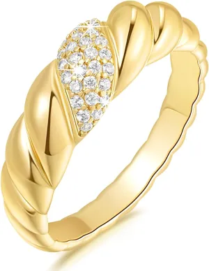 14K Gold Rings for Women Non Tarnish Woman Twist Classic Charm and Contemporary Flair Dainty Gold Band Rings for Women 5-9