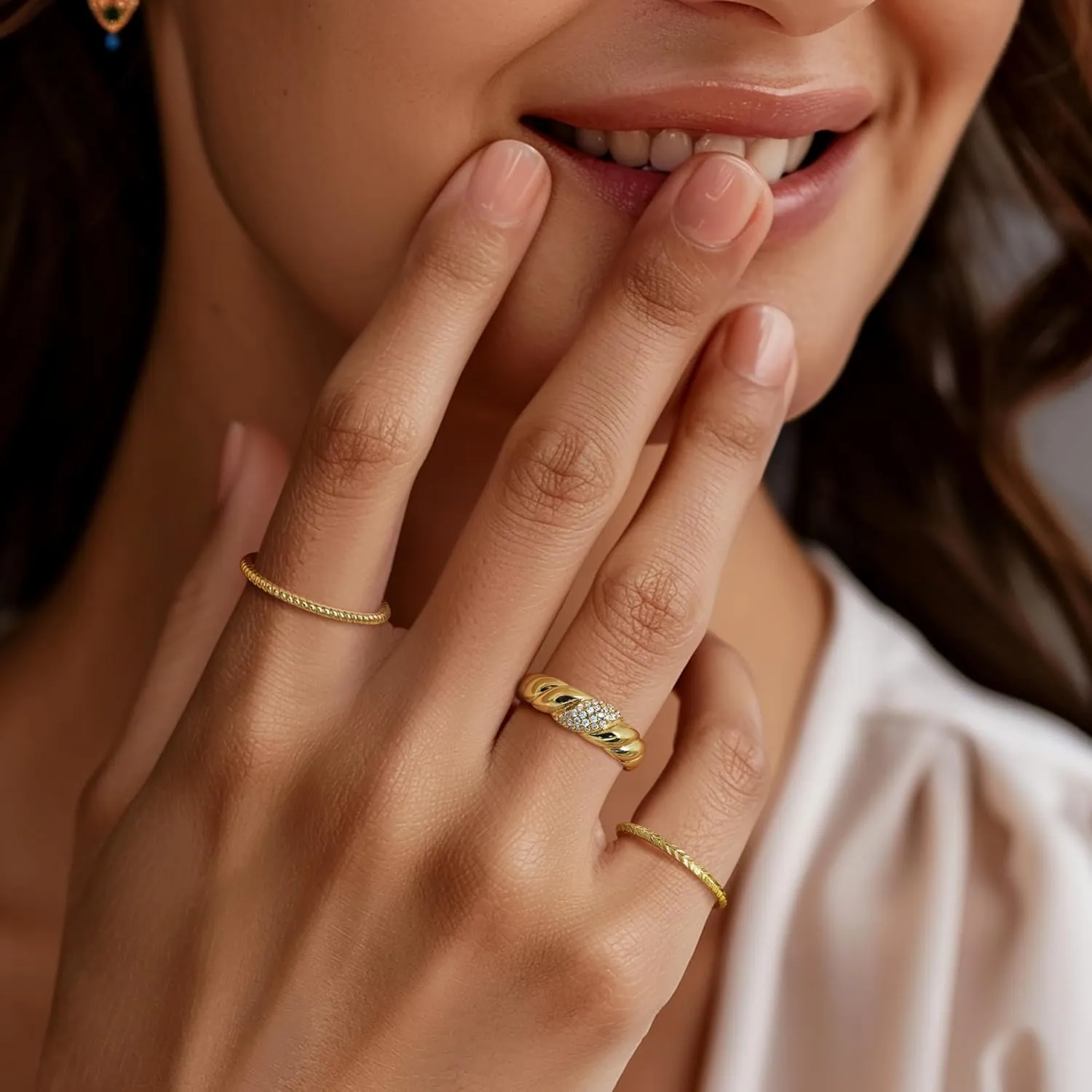 14K Gold Rings for Women Non Tarnish Woman Twist Classic Charm and Contemporary Flair Dainty Gold Band Rings for Women 5-9