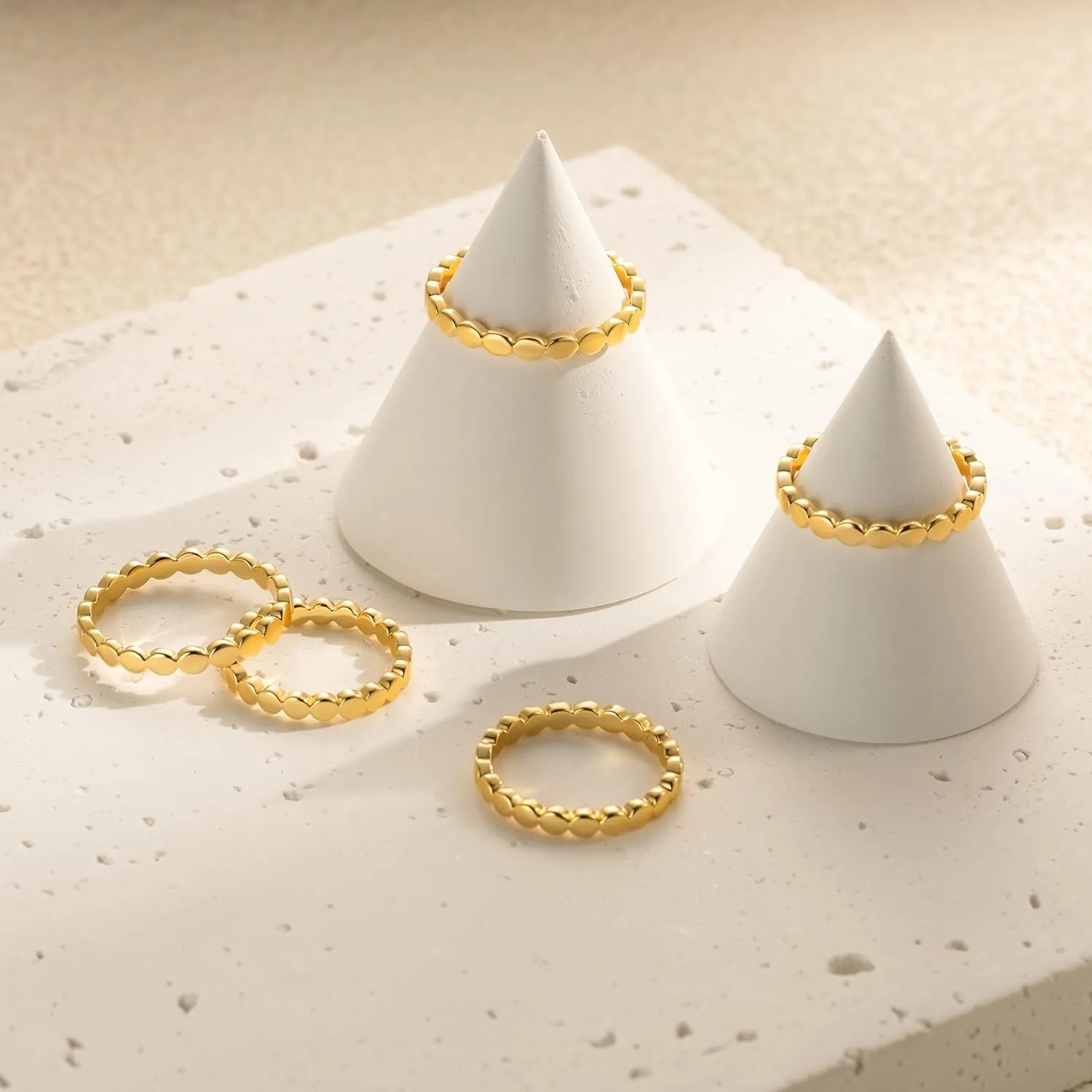 14K Gold Stackable Rings for Women Non-Tarnish Circular Linked Chunky Gold Rings Available in Sizes 5-9