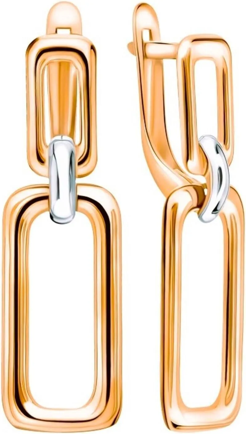 14k Solid Gold Paperclip Link Hoop Earring, Plain Cube Dangle Hoop, Minimalist Gold Earring, Modern Birthday Jewelry Gift for Her.