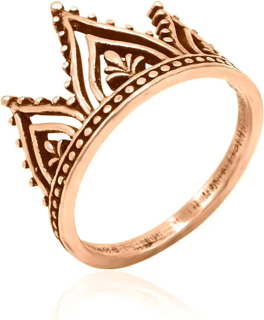 18K Gold Plated Princess Crown Rings for Women - Sterling Silver Plated Rings, Finger Rings, Stacking Rings, Rose Gold Rings, Gift for Her, Womens RW271