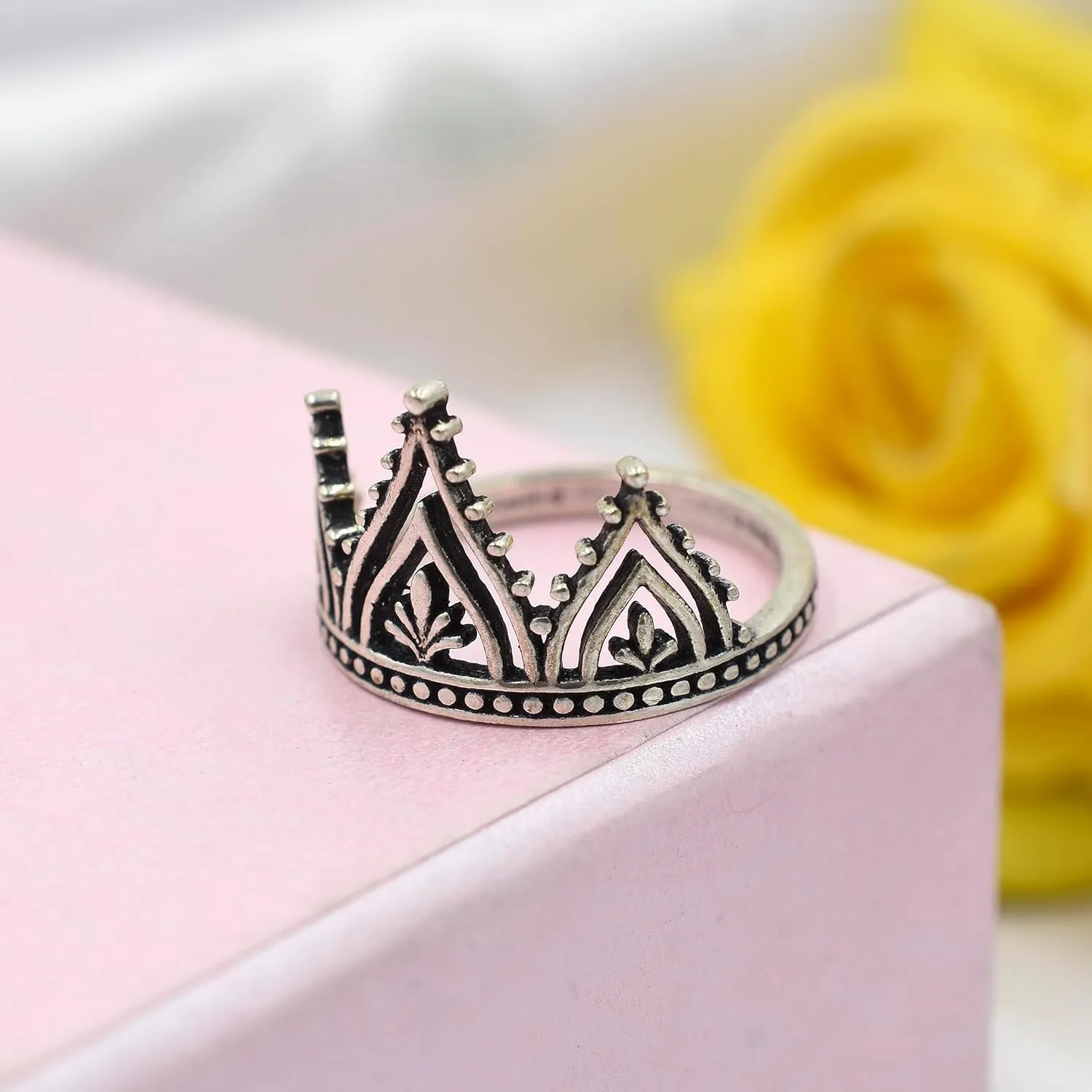18K Gold Plated Princess Crown Rings for Women - Sterling Silver Plated Rings, Finger Rings, Stacking Rings, Rose Gold Rings, Gift for Her, Womens RW271