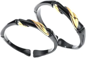 1Pair Creative Design Open Finger Rings for Couples Ink with Unique Valentine Day Present Stylish Decorative Rings