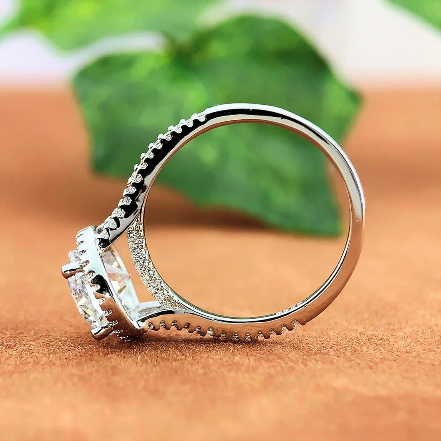 2ct Moissanite Engagement Ring, 2 Carat Round Engagement Ring Hidden Halo, Moissanite Rings for Women