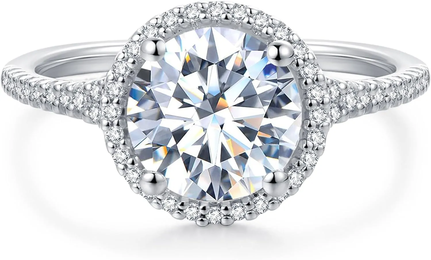 2ct Moissanite Engagement Ring, 2 Carat Round Engagement Ring Hidden Halo, Moissanite Rings for Women
