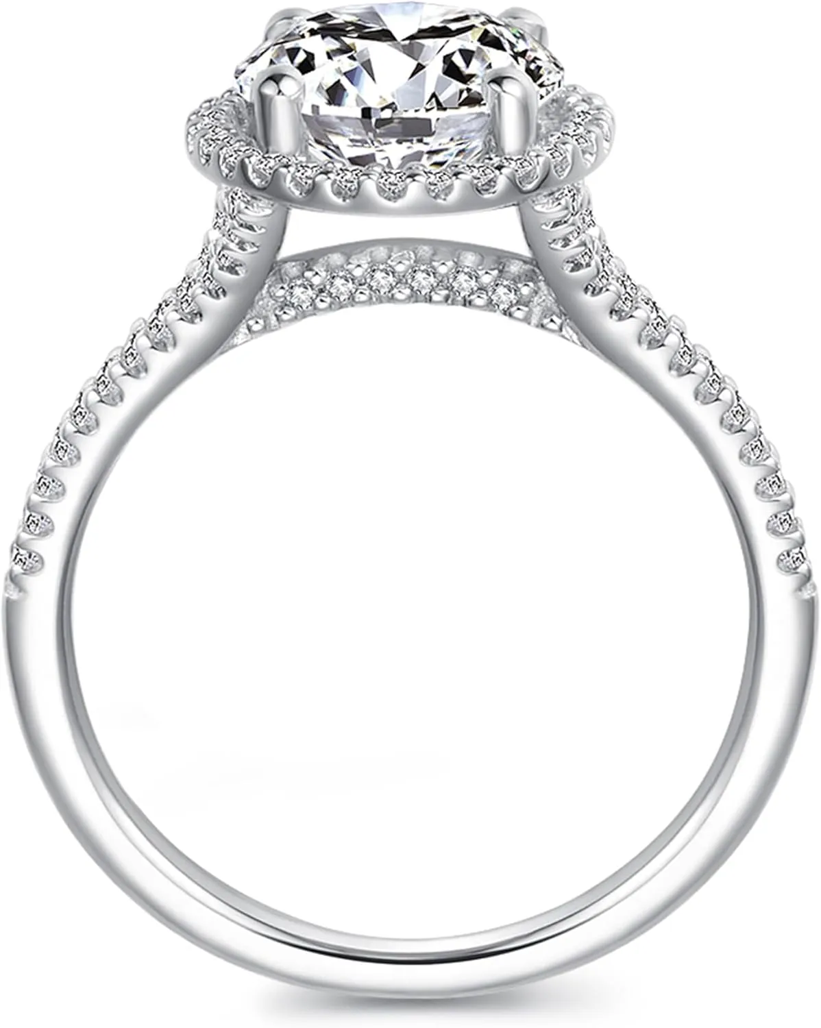 2ct Moissanite Engagement Ring, 2 Carat Round Engagement Ring Hidden Halo, Moissanite Rings for Women