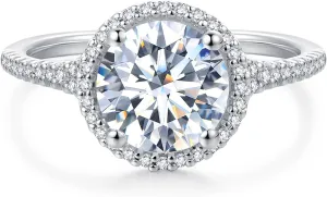 2ct Moissanite Engagement Ring, 2 Carat Round Engagement Ring Hidden Halo, Moissanite Rings for Women
