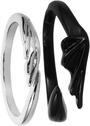 2Pcs Couple Adjustable Angel Devil Lover Rings Jewelry for Daily Wear Unique Fashion Decor for Valentine Day and Special Occasions