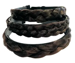 3 PCS Braided Faux Fur Headband Synthetic Hair Plaited Headband Braid Braided With Teeth Hair Band Accessories for Women Girl : H7 (Brown, LLL)