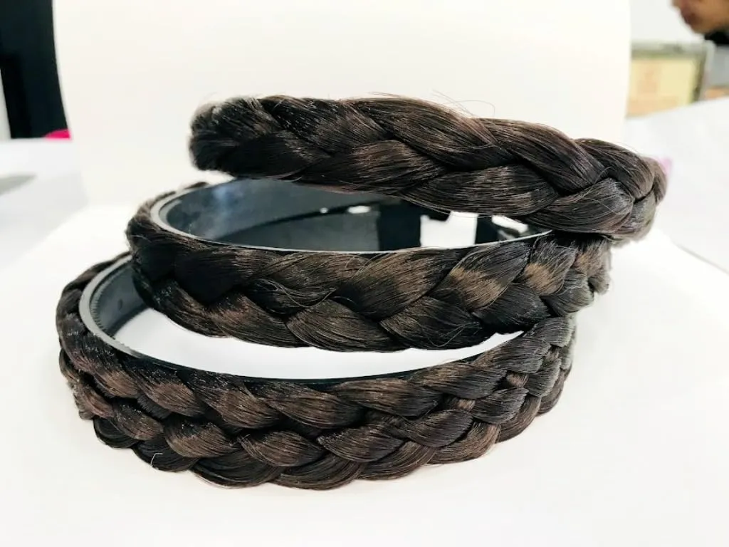 3 PCS Braided Faux Fur Headband Synthetic Hair Plaited Headband Braid Braided With Teeth Hair Band Accessories for Women Girl : H7 (Brown, LLL)