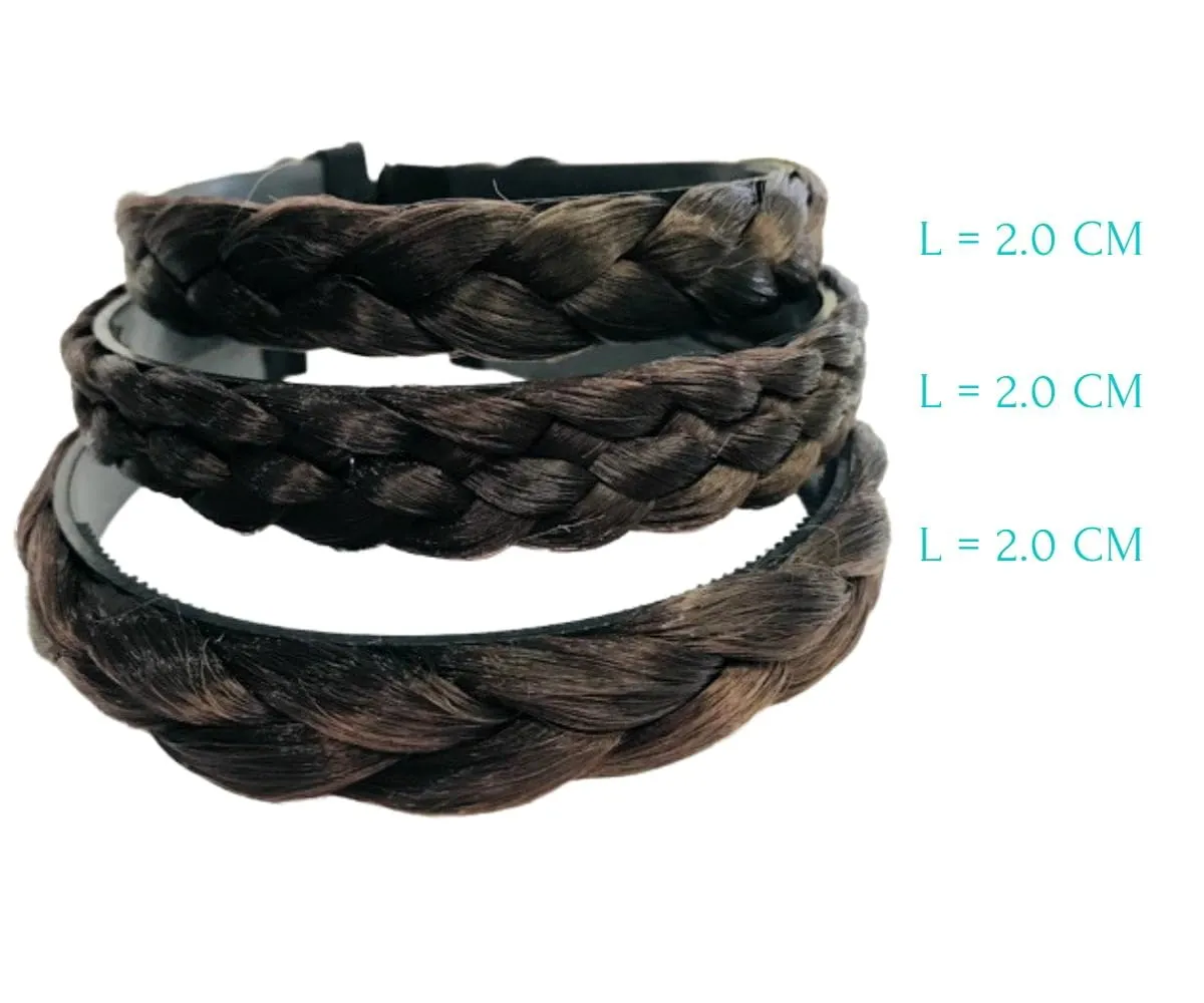3 PCS Braided Faux Fur Headband Synthetic Hair Plaited Headband Braid Braided With Teeth Hair Band Accessories for Women Girl : H7 (Brown, LLL)