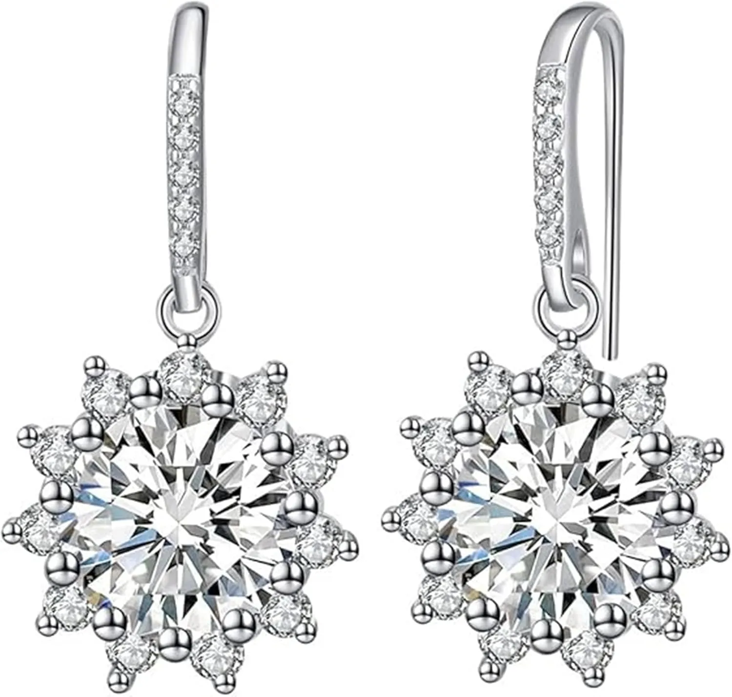 3.00Ct Round Cut Diamond Hoop Drop Earrings 14K White Gold Plated 925 Sterling Silver Best Gift For Her