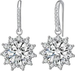 3.00Ct Round Cut Diamond Hoop Drop Earrings 14K White Gold Plated 925 Sterling Silver Best Gift For Her