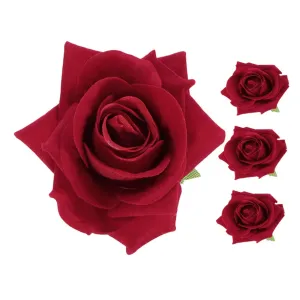 4Pcs Red Rose Flower Hair Clips Brooches Lightweight Faux Floral Accessories for Women for Weddings Parties and Special Occasions