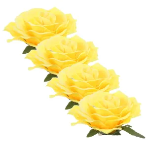 4Pcs Yellow Cloth Rose Hairpin Brooch for Elegant Floral Accessory for Weddings Parties and Vacations for Hawaiian Themed Events and Festivals