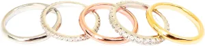 5 Bands Stackable Rings for Women - 14K Gold Plated and Zirconia Stacking Rings, Tarnish Resistant, Elegant and Durable