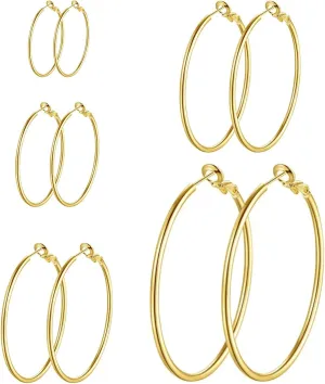 5Pairs Hoop Earrings for Women Girls, Stainless Steel Hoop Earrings Stainless Steel Hypoallergenic Hoop Women's Earrings Hoops Earrings Pack Sensitive Ears