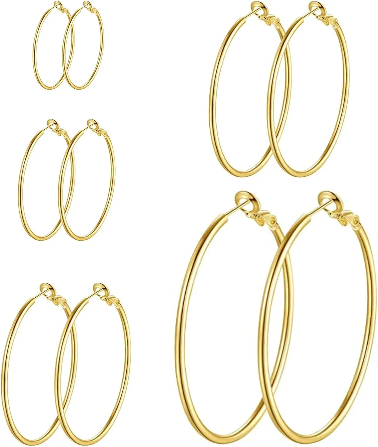 5Pairs Hoop Earrings for Women Girls, Stainless Steel Hoop Earrings Stainless Steel Hypoallergenic Hoop Women's Earrings Hoops Earrings Pack Sensitive Ears