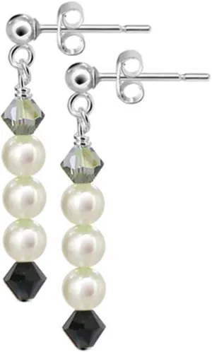 .925 Silver Drop Earrings with Freshwater Pearl and Austrian Crystals