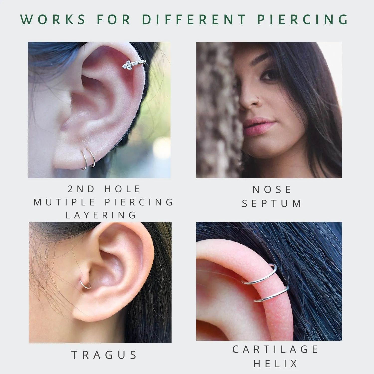 925 Sterling Silver Small Hoop Earrings for Women Girls, 8mm Tiny Thin Huggie Hoops for Cartilage, Helix, Tragus, Second Hole, Mini Ear Lobe Piercing Hoops, Nose Rings Hoops 22 Gauge 8 mm