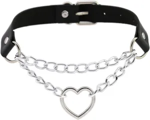 Aluinn Black Belt Choker Necklace Punk Leather Collar Necklace Adjustable There are Three Kinds Of Necklaces Could Choose Punk Leather Choker Necklace for Women