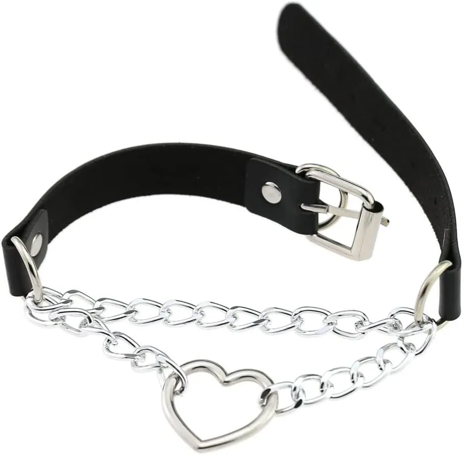 Aluinn Black Belt Choker Necklace Punk Leather Collar Necklace Adjustable There are Three Kinds Of Necklaces Could Choose Punk Leather Choker Necklace for Women