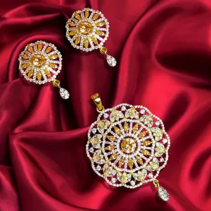 American Diamond Semi-Precious Pendant Set (Design 17)
