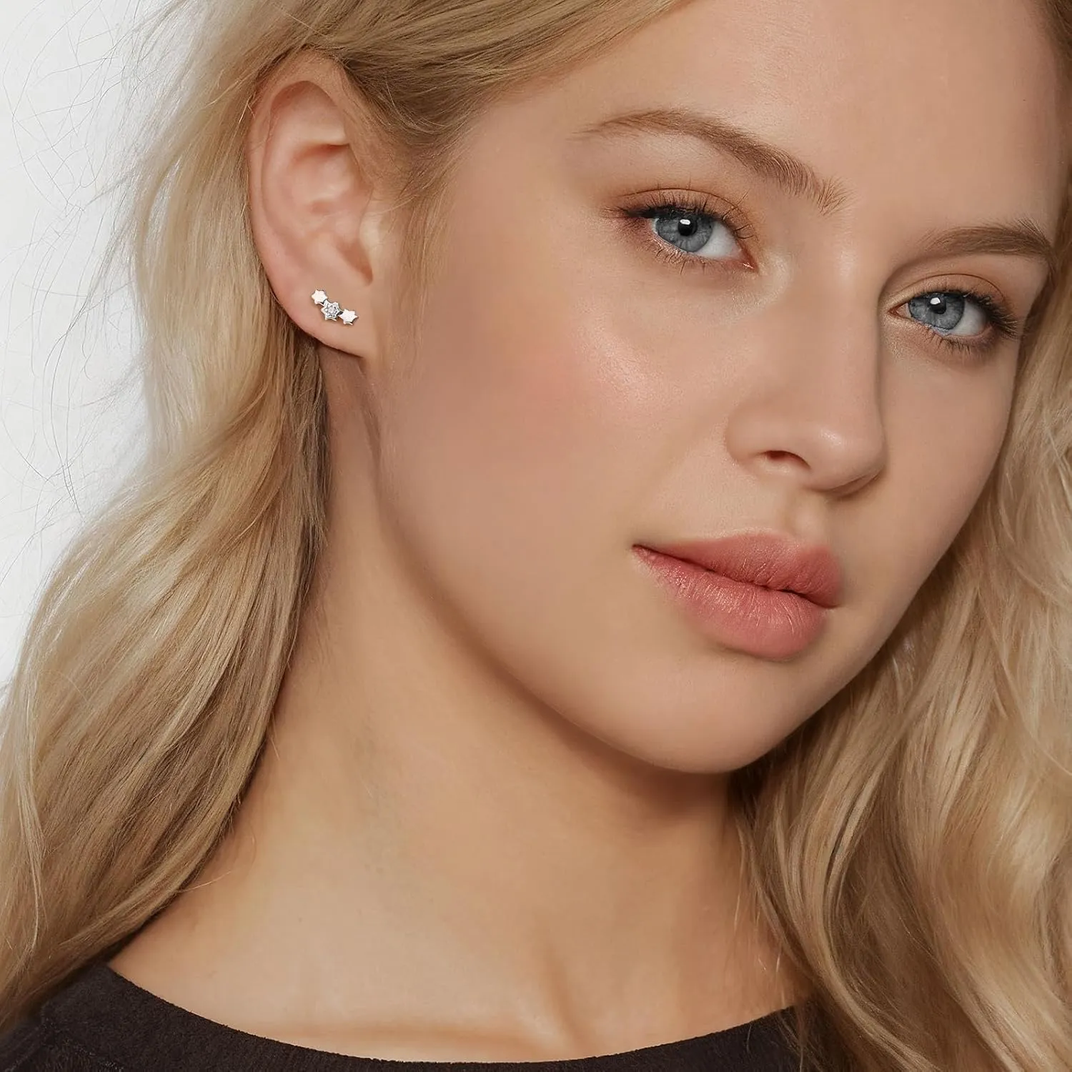 Angelady Sterling Silver Earrings Set for Women, Gold Plated Stud Hoop Earring Stacks for Women, Cartilage Huggies Earrings Set for Multiple Piercings