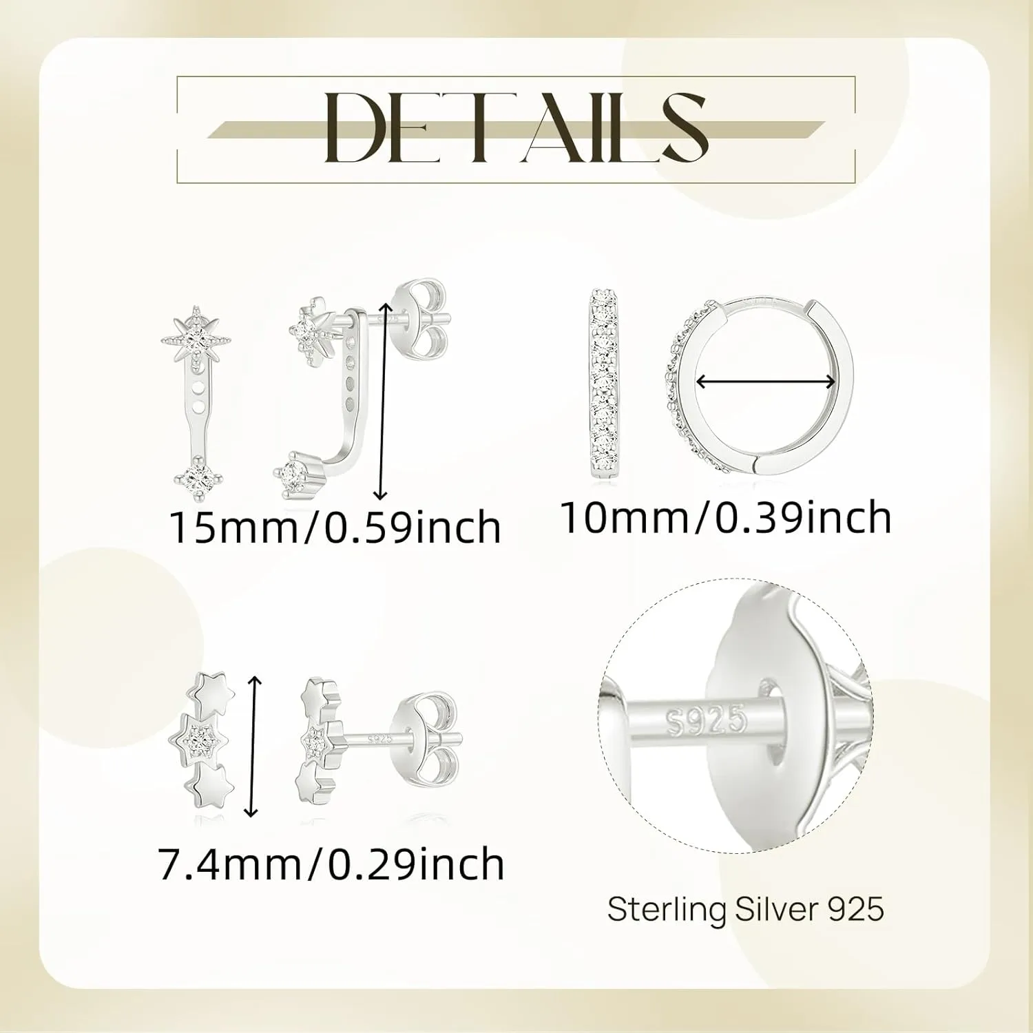Angelady Sterling Silver Earrings Set for Women, Gold Plated Stud Hoop Earring Stacks for Women, Cartilage Huggies Earrings Set for Multiple Piercings