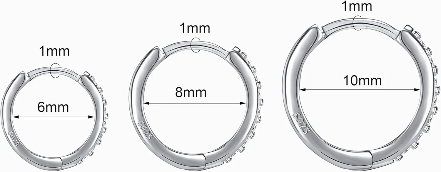 AoedeJ Sterling Silver Hoop Earrings Hypoallergenic Hoop Earrings Set Small Sterling Silver Earrings Hoops Clip On Hoop Earrings for Women Multipack