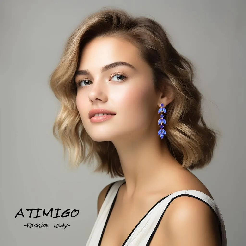ATIMIGO Elegant Crystal Dangle Wedding Earrings for Brides Sparkly Rhinestone Marquise Drop Dangling Earrings for Women Bridesmaids Prom Formal