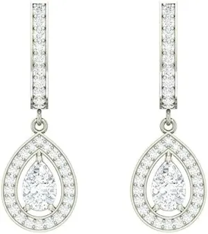 Beryl Crafts 2 Ct Pear Cut Cz Diamond Women's Drop & Dangle Earrings 14K White Gold Plated Silver