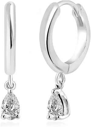 Beryl Crafts 2 Ctw Pear Cut Cz Diamond Women's Drop & Dangle Earrings 14K White Gold Plated Silver