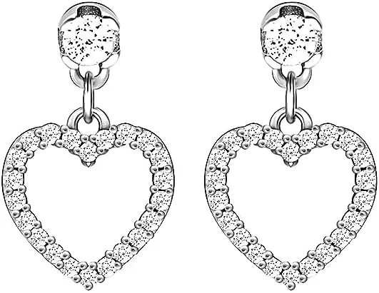 Beryl Crafts 2 Ctw Round Cut Cz Diamond Women's Heart Shape Drop & Dangle Earrings 14K White Gold Plated Silver