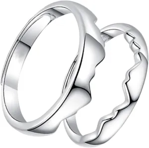 BESPORTBLE 2pcs Silver Decorative Couple Rings Creative Ring Set for Men and Women Fashion Jewelry